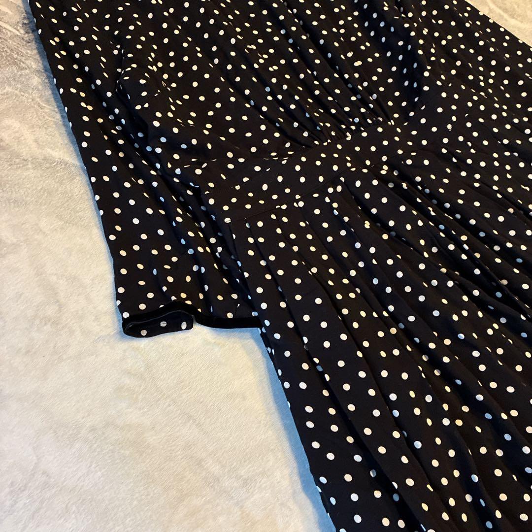 ぐれーす美品　SINME ドット柄 ロングワンピース 七分袖　Sサイズ