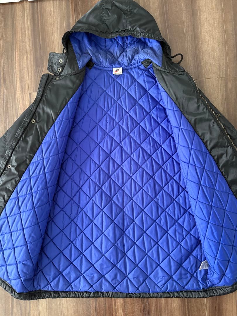 NIKE ナイキ ナイロンジャケット ベンチコート 黒 青 スウォシュXL旧タグ