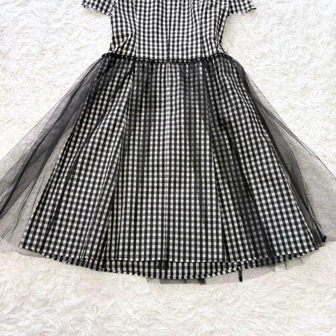 タグ付き未使用✨Super Beauty 半袖チュールワンピース チェック 40