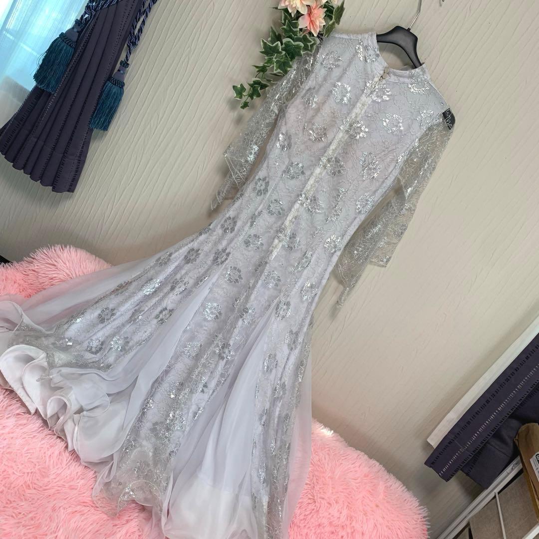 prima boutique【レース/ラメ◆社交ダンス/ドレス】シルバーグレー