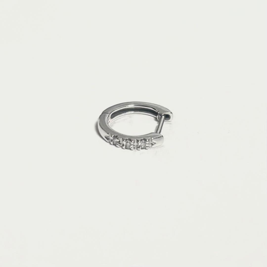 【片耳のみ】　ツツミ　K10ホワイトゴールドダイヤモンド　フープピアス