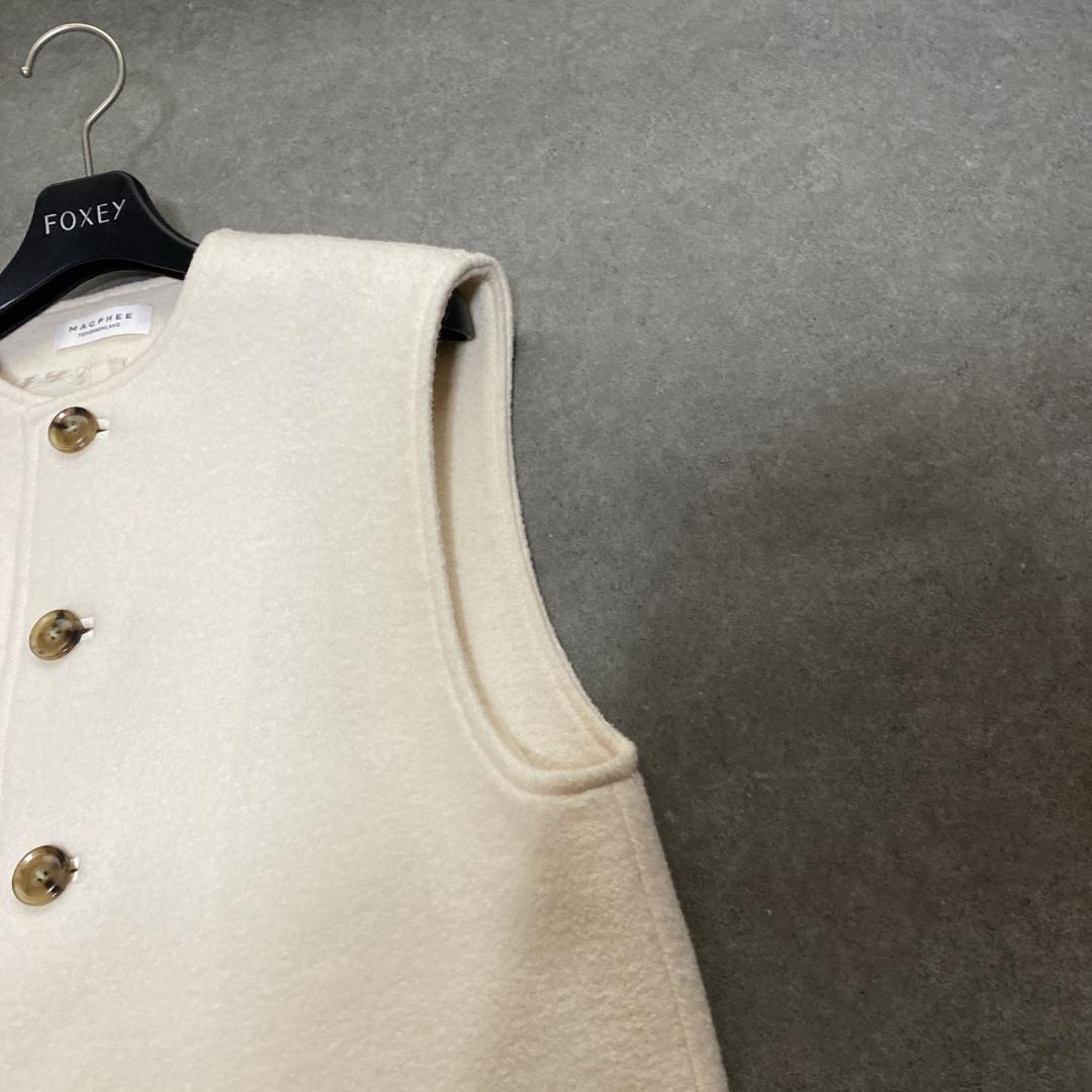 美品✨MACPHEE フェイクレザーコンビ クルーネックジレ 36 白