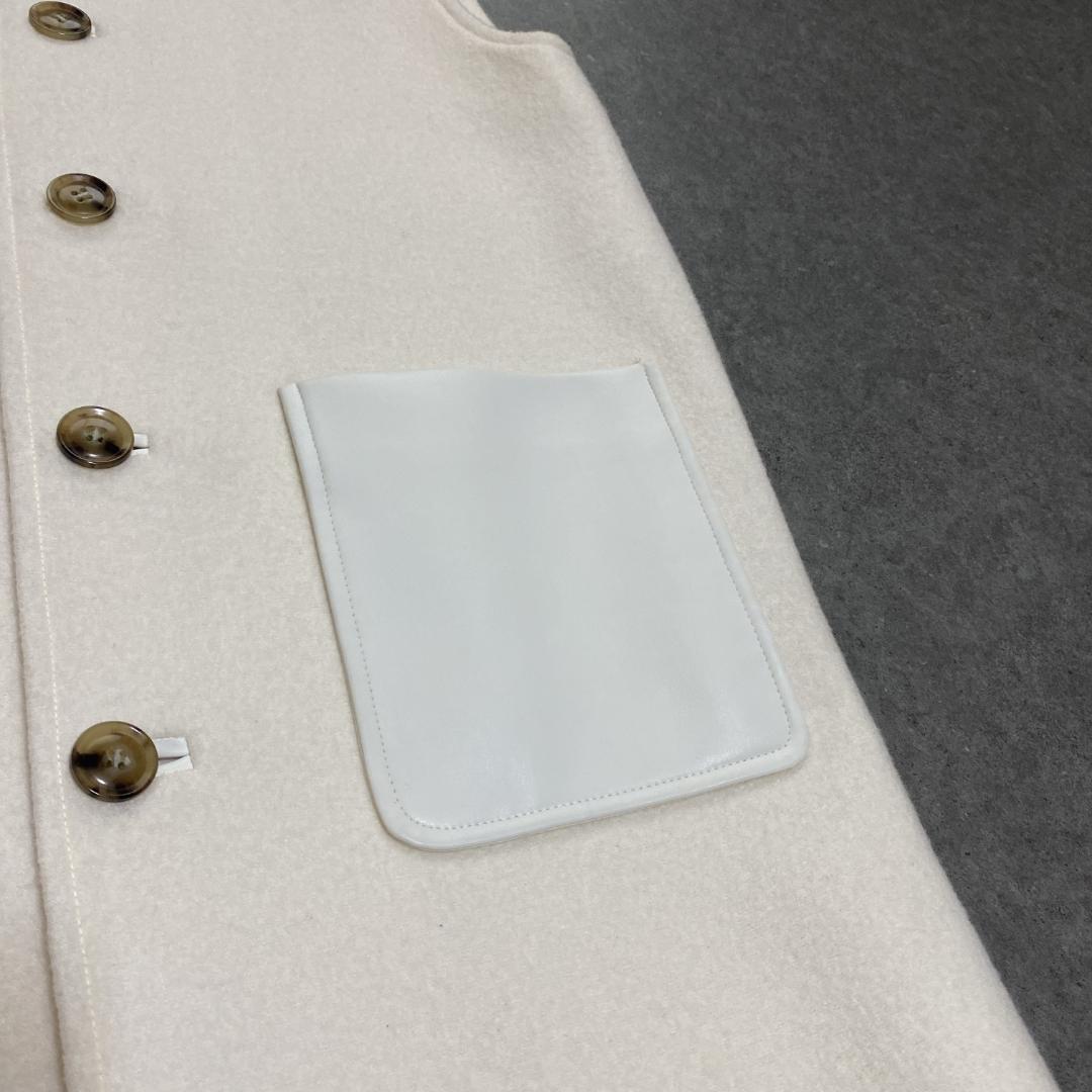 美品✨MACPHEE フェイクレザーコンビ クルーネックジレ 36 白