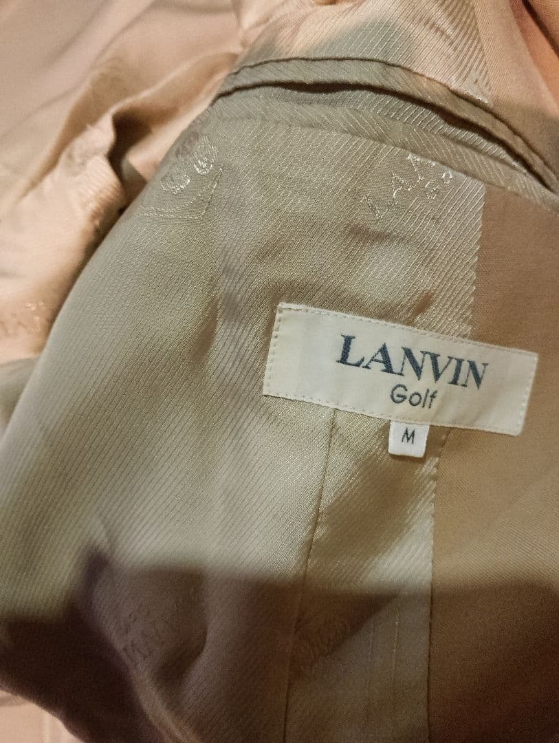 高級ウール100%　LANVIN ダブルジャケット　銀ボタンエンブレム付　送料込