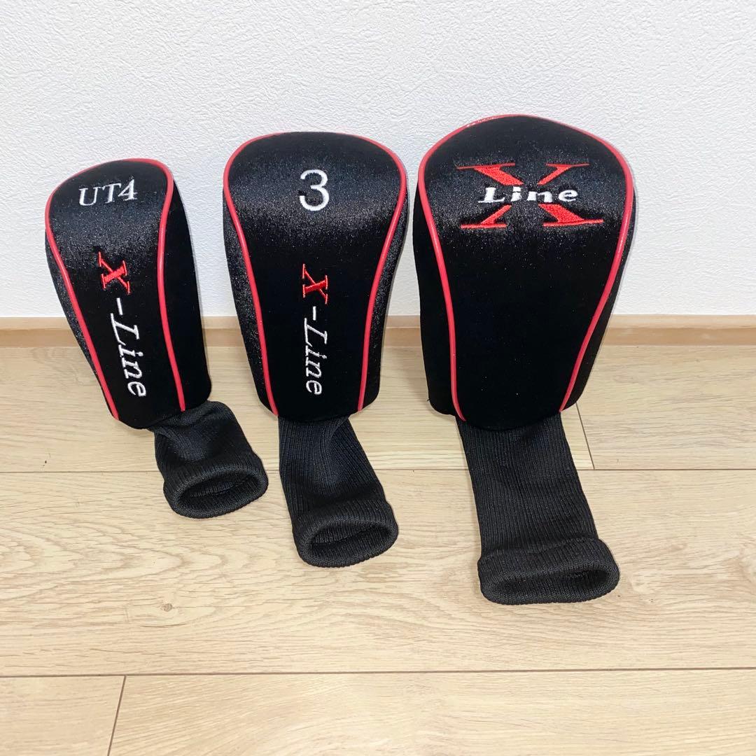 格安☆X-Lineゴルフクラブ フルセット☆メンズ初心者キャディバッグ付SR 黒