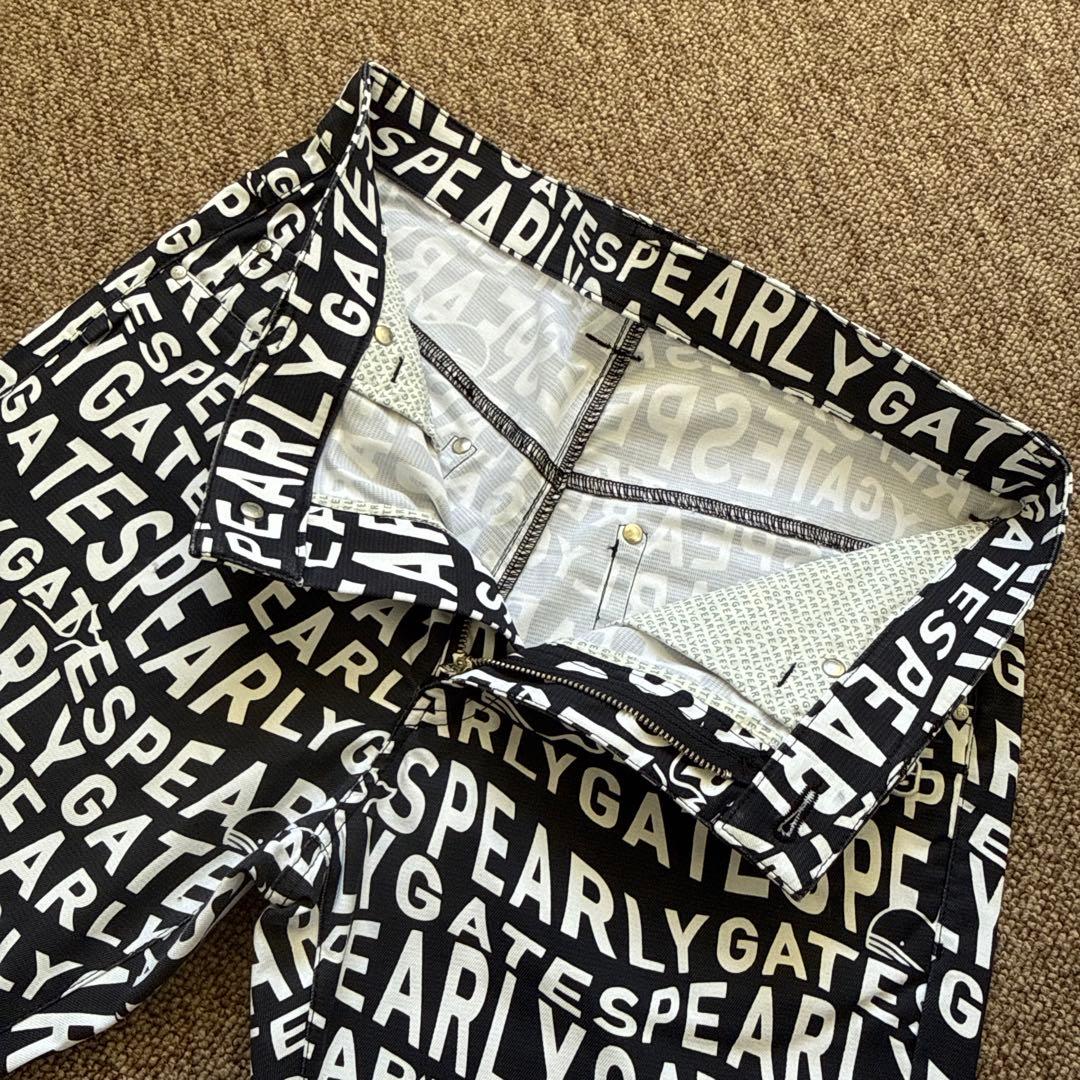 パーリーゲイツ　パンツ　総柄　M〜L相当　紺　白　ネイビー　鯨デザイン　4