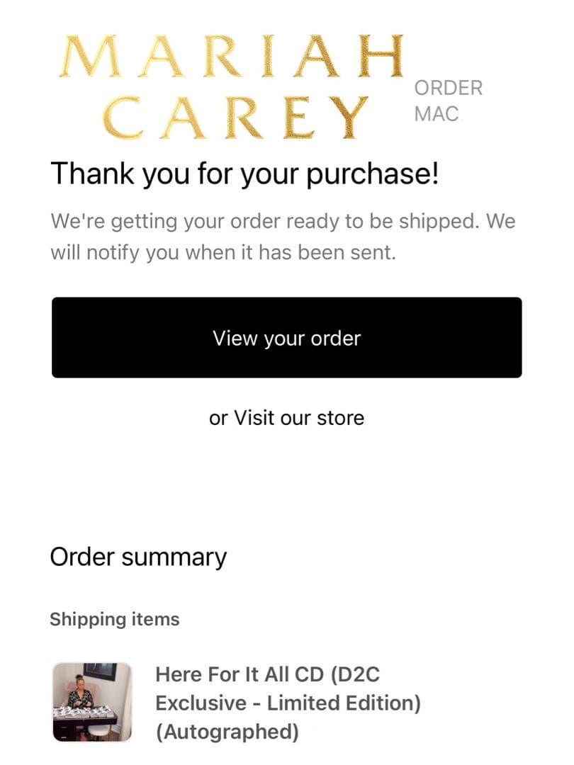 直筆サイン入り マライアキャリー 「ヒア フォー イット オール」 CD 新品