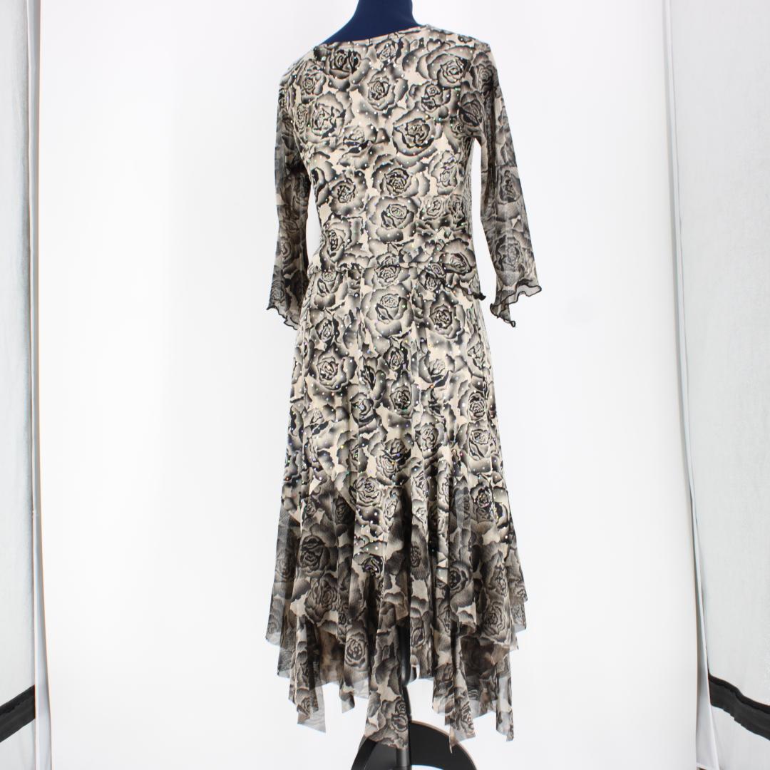 【美品 社交ダンス衣装】上下セット トップス スカート ACROSS ブラック