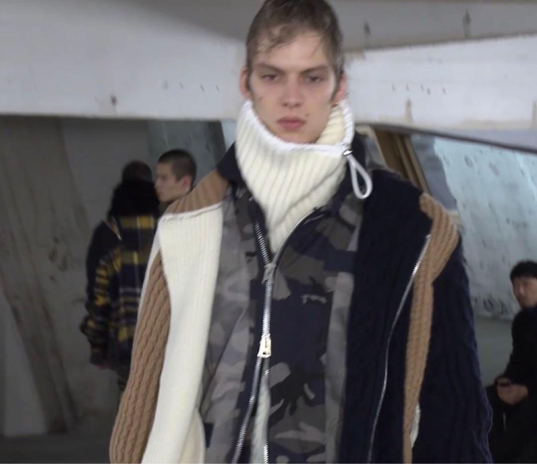 Sacai ジップアップ ライダースニット 1 18-04025 18AW