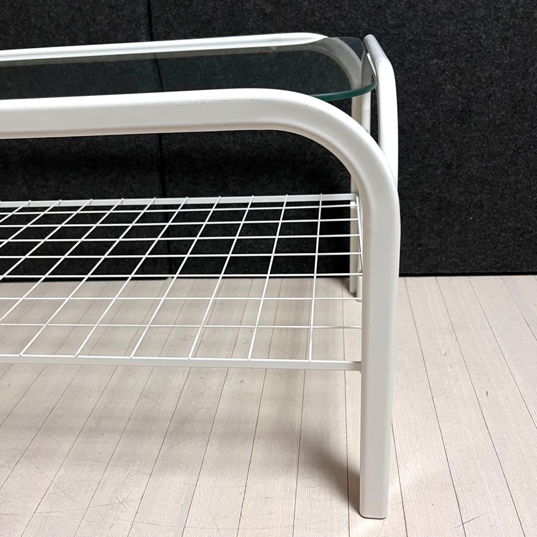 ミッドセンチュリー 80年　ガラステーブル　センターテーブル　アイアンフレーム