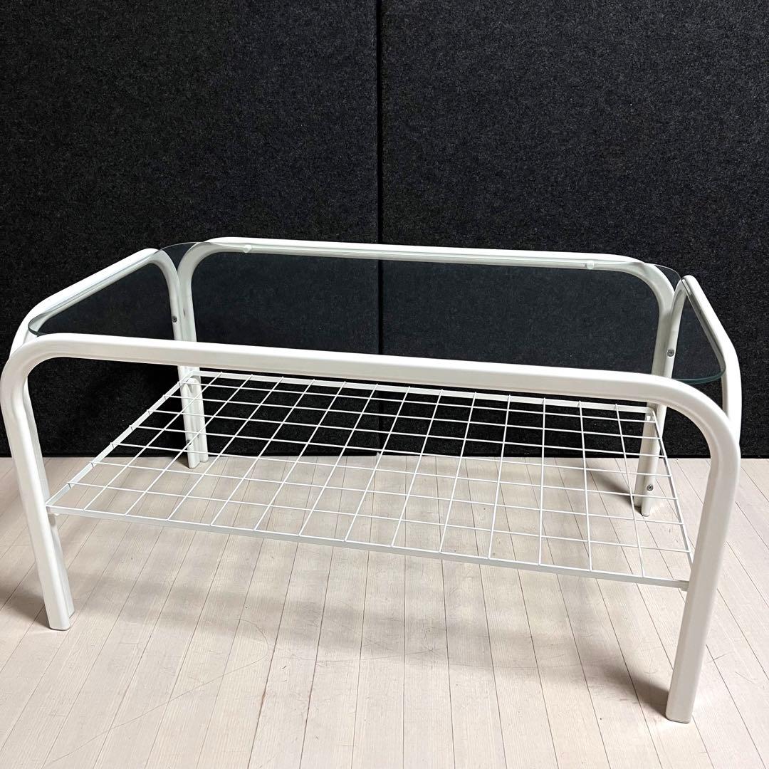 ミッドセンチュリー 80年　ガラステーブル　センターテーブル　アイアンフレーム