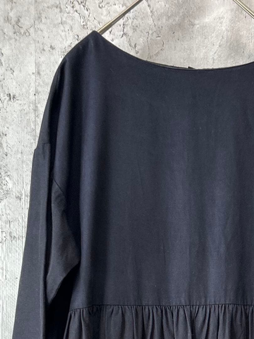 かぐれ ツイルギャザー ワンピース ネイビー kagure