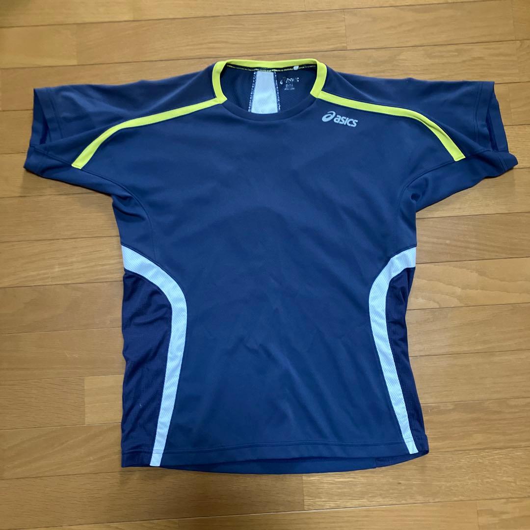 asics 蛍光イエロー 半袖シャツとショートパンツバック４点セット