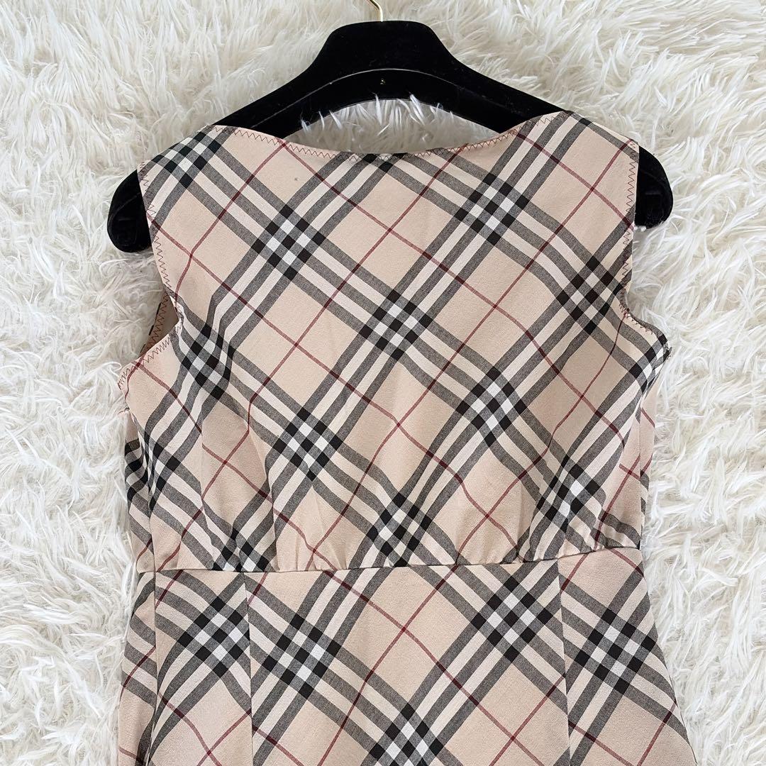 【バーバリーブルーレーベル】ウール混ロングワンピース ノースリーブ ノバチェック