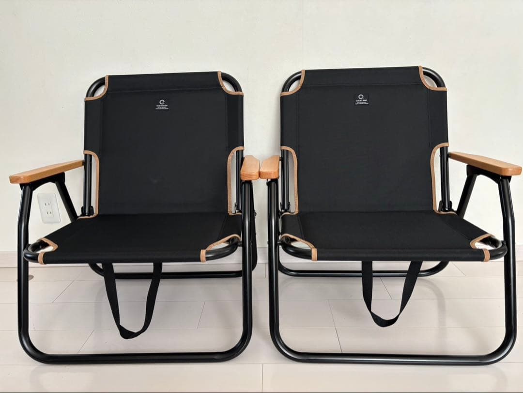 クイックキャンプ 1人掛け 折りたたみ ローチェア ブラック2脚セット