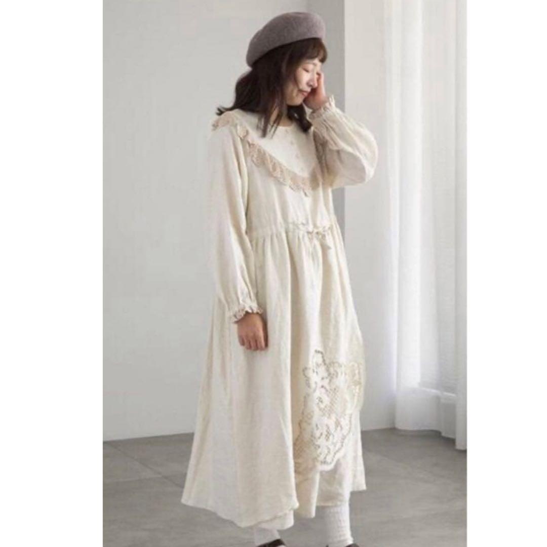 TSUHARU by Samansa Mos2＊リネン裾刺繍レースワンピース