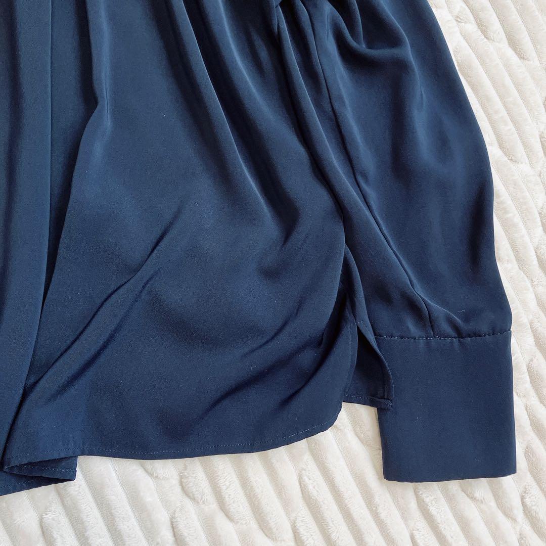 NOBLE ロイヤルサテンボウタイブラウス F ネイビー 長袖　23AW