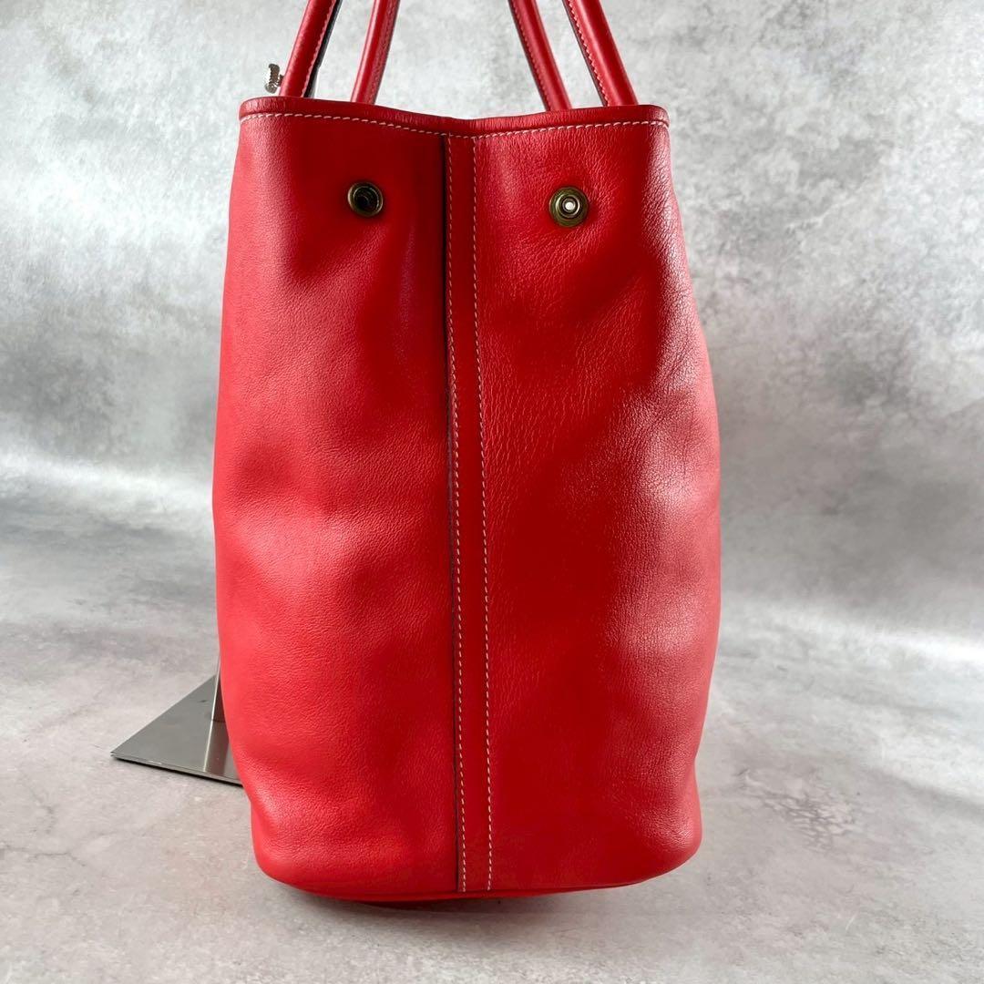【美品✨希少】シセイ トートバッグ 肩掛け A4収納可 オールレザー レッド