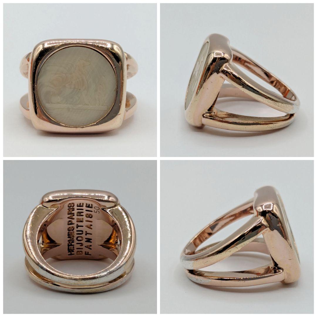 HERMES コロゾリング 50表記 9号 ピンクゴールド 箱付き 指輪 ホース