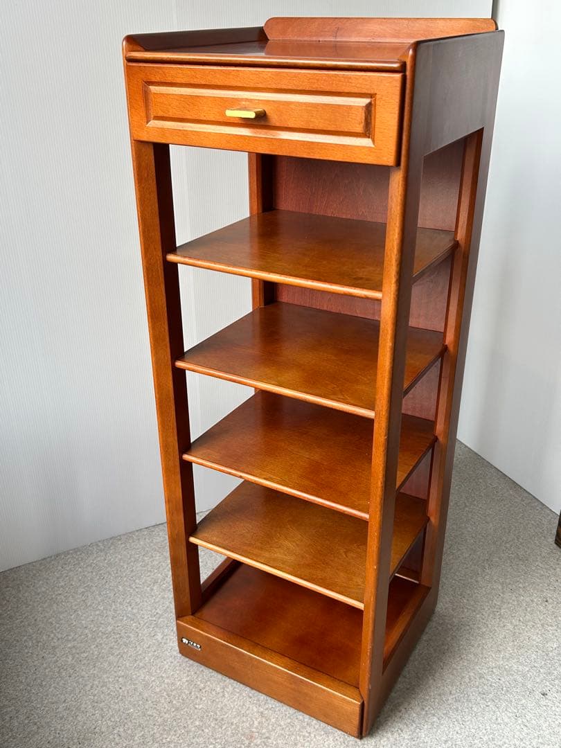 ヴィンテージ　木製カリモク 引出し付　5段スリッパラック　収納棚　オールド