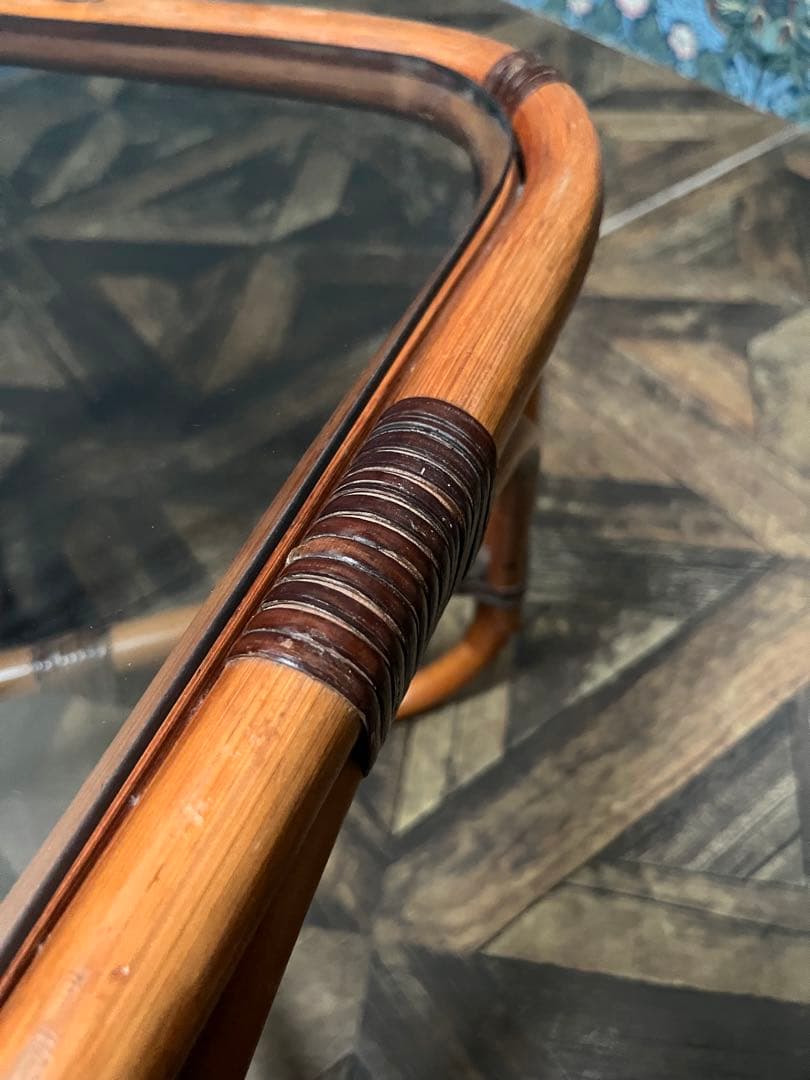 suzuki＊ラタン センターテーブル インテリア 昭和レトロ 当時物