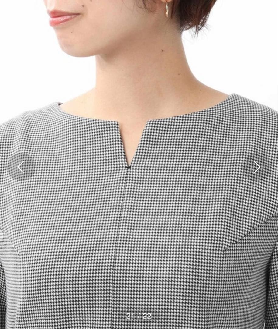 美品✨現行✨アンタイトル　洗えるワンピース　ベルト　千鳥柄　フォーマル　42