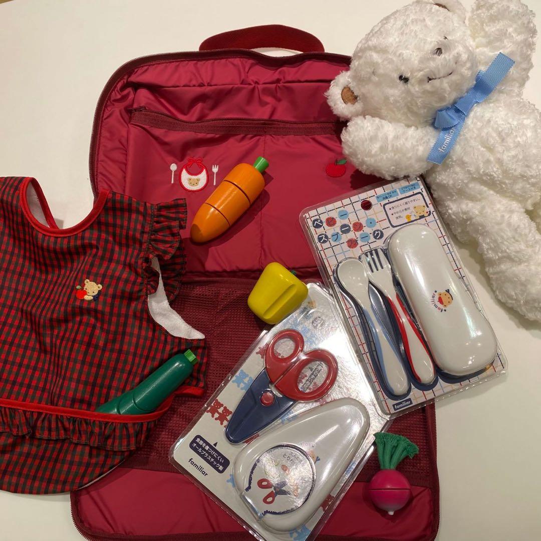 familiar おでかけポーチ　緑チェックXB