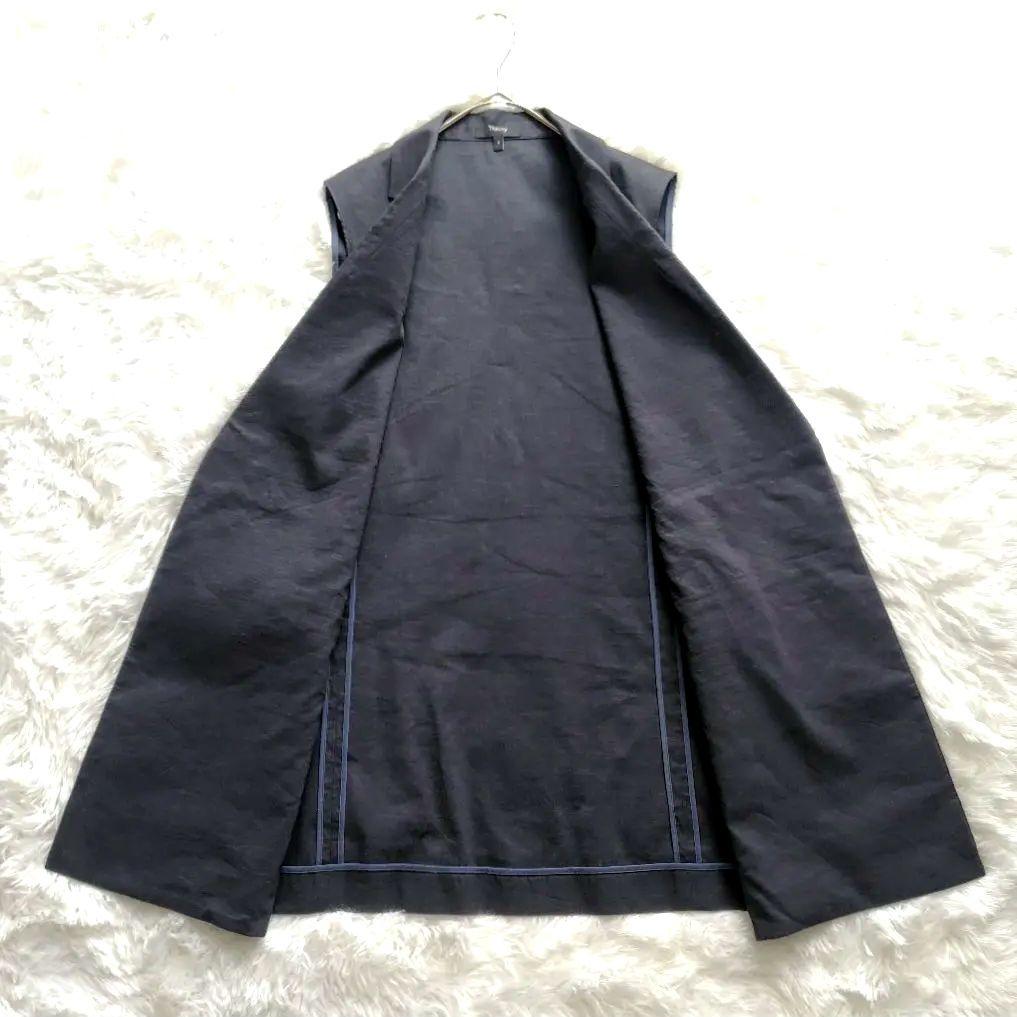 極美品✨️Theory【M】ジレ　サイドスリットリネンベスト　春夏　麻混　紺