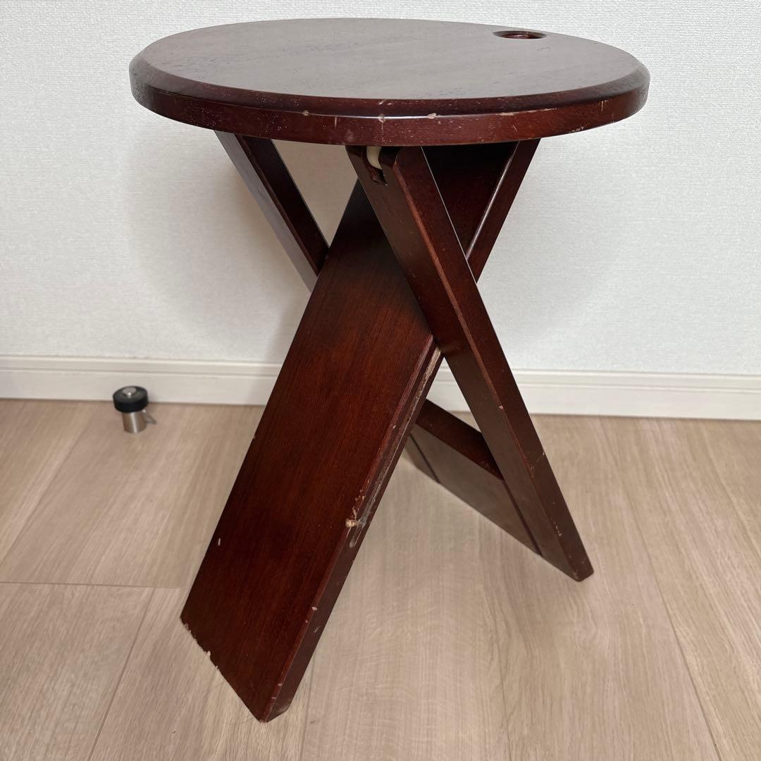 ヴィンテージ 木製フォールディング　スツール　椅子　ロジェタロン　フランス