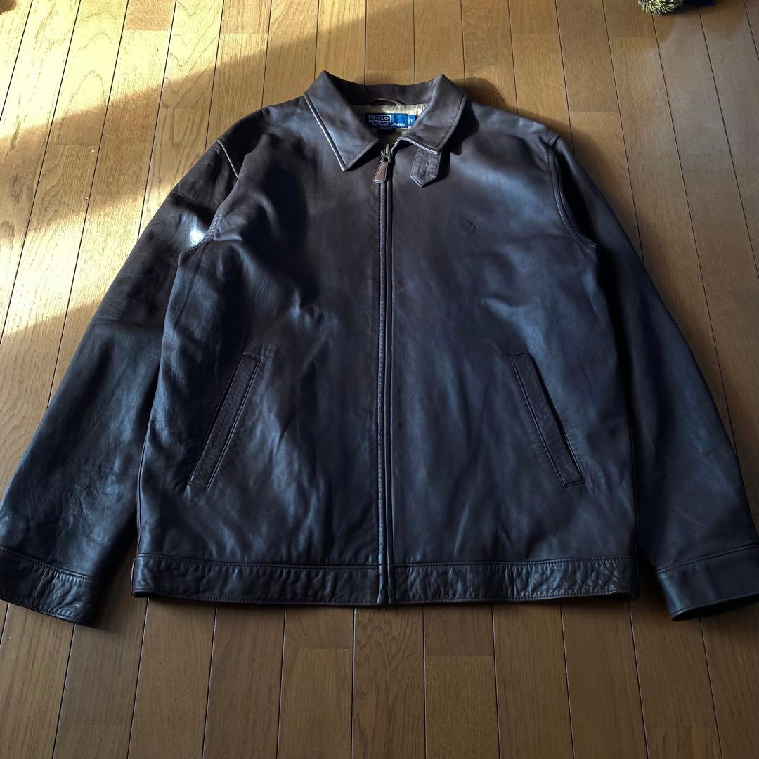 極美品 90s Ralph Lauren レザージャケット 羊革 ブラウン L