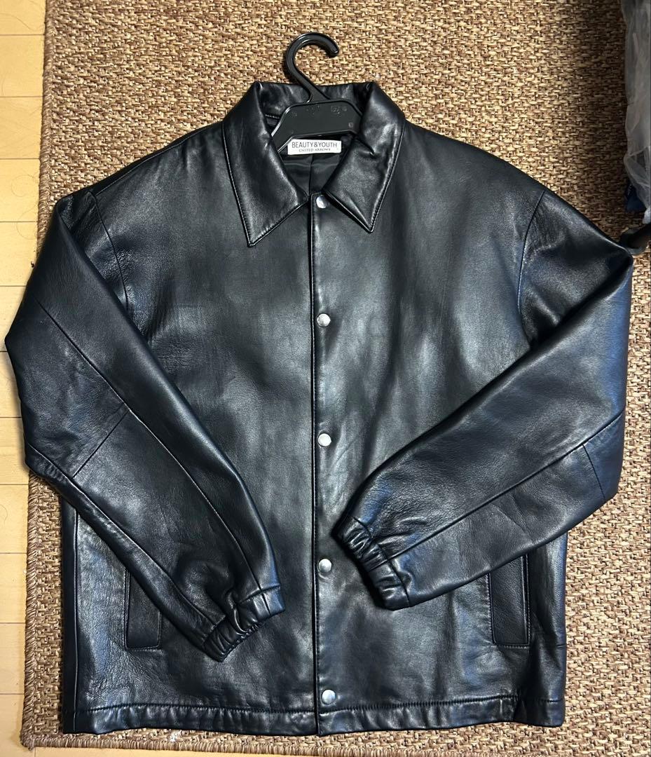 ビューティーアンドユースユナイテッドアローズ レザー コーチジャケット 黒 S