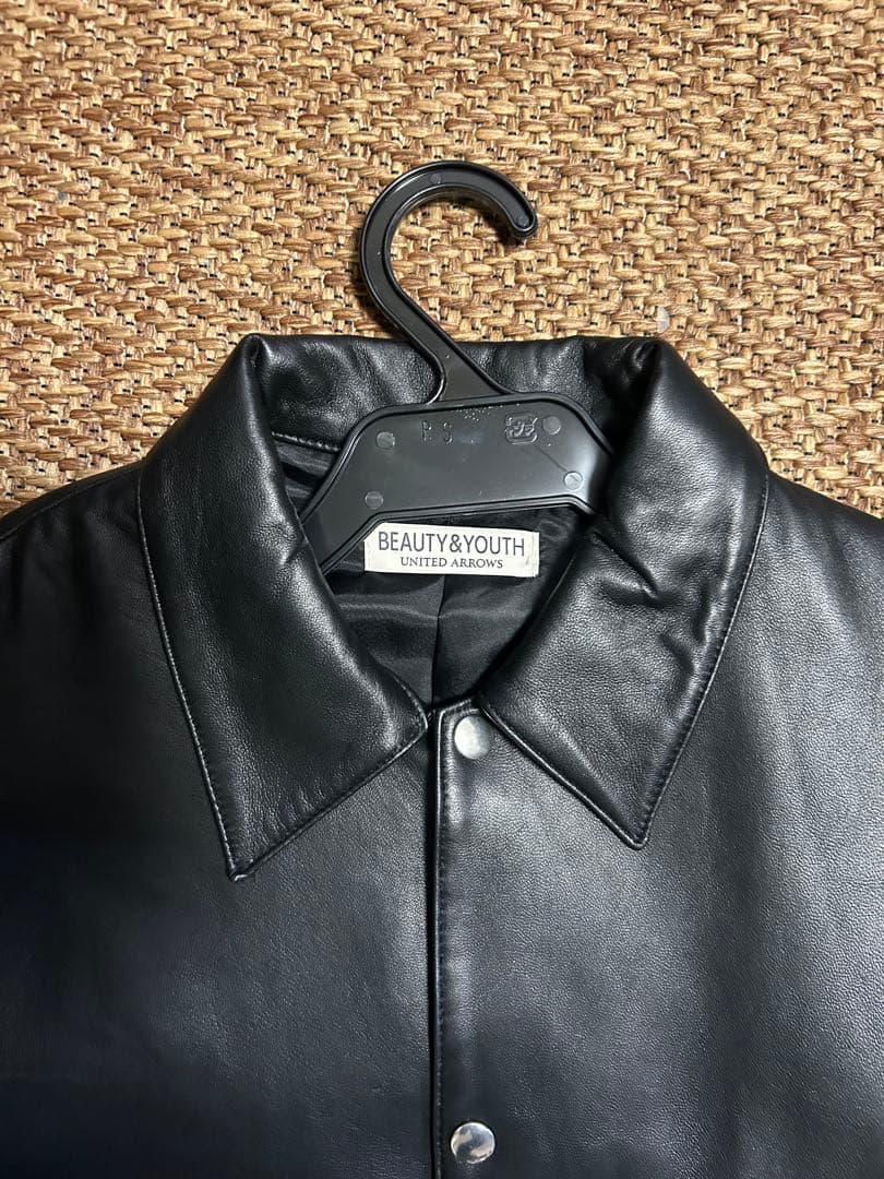 ビューティーアンドユースユナイテッドアローズ レザー コーチジャケット 黒 S