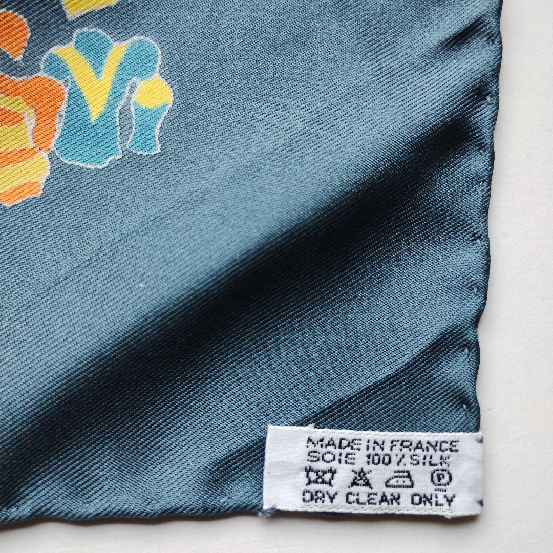 SORA. HERMES プチカレ 騎手柄 スカーフ シルク 藍色
