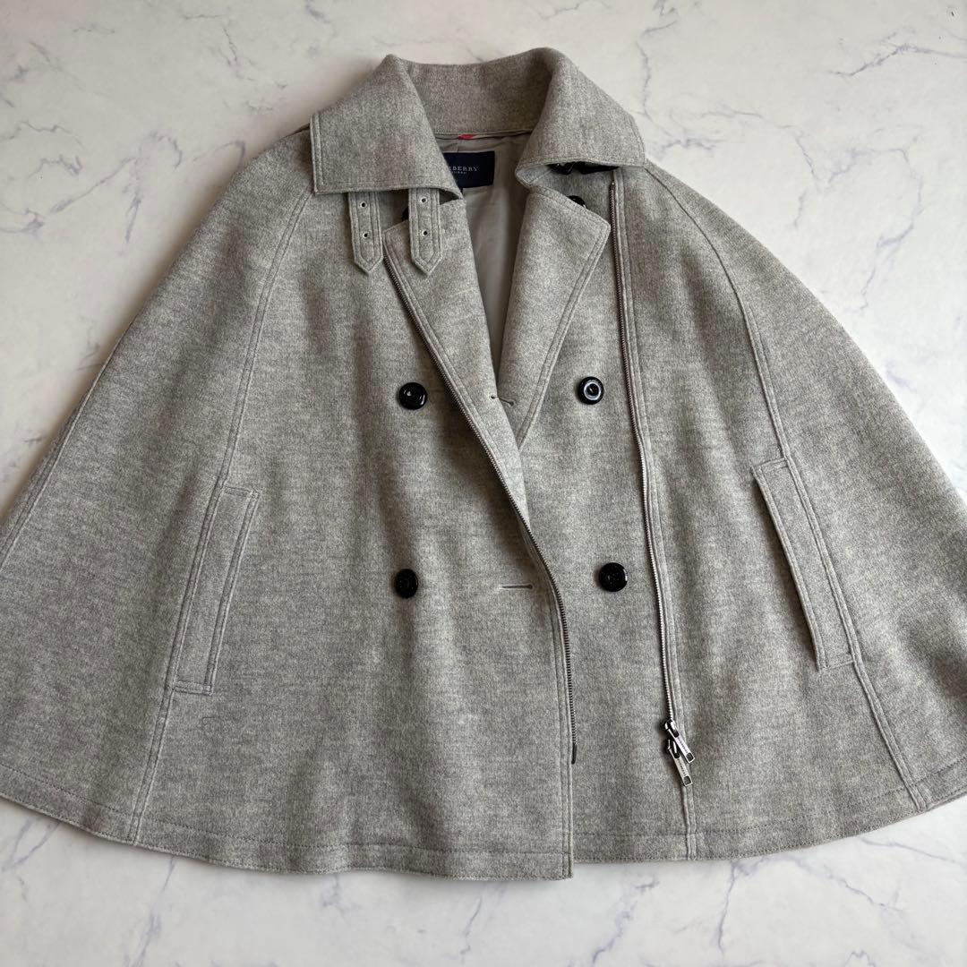 極美品 バーバリーロンドン ケープコート ポンチョ ウール Aライン フリー