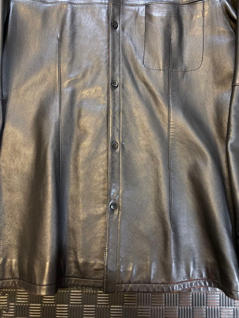 【美品】コムサデモードオム　レザーシャツ　Mサイズ