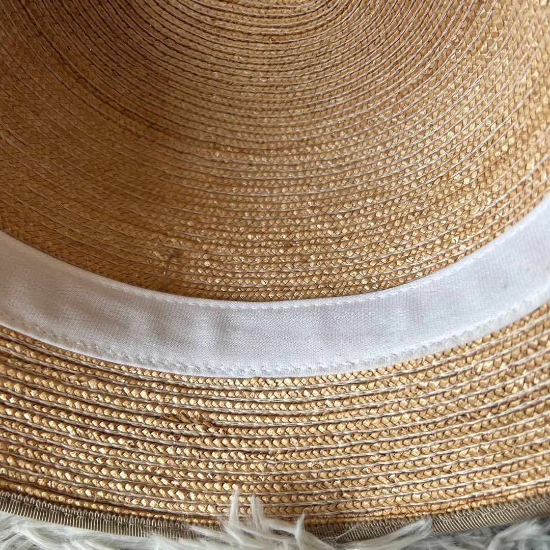 【美品】CELINE ストローハット バケット ロゴリボン 麦わら帽子 Mサイズ