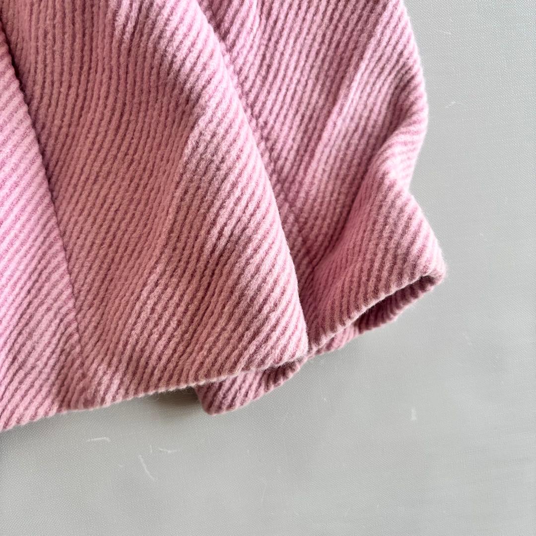 【ロザース】ファー付きコート　ミンクファー　アンゴラ　毛混　日本製　ピンク