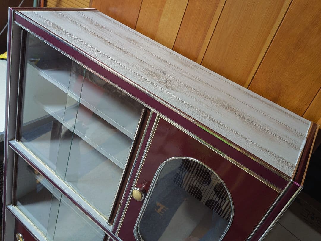 レトロポップ 食器棚 ガラス扉付き