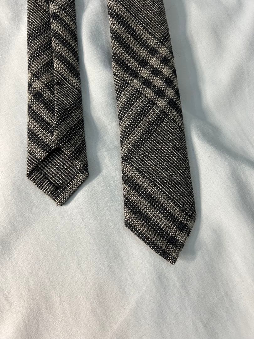 THOM BROWNE チェック柄スリムタイ ダークグレー