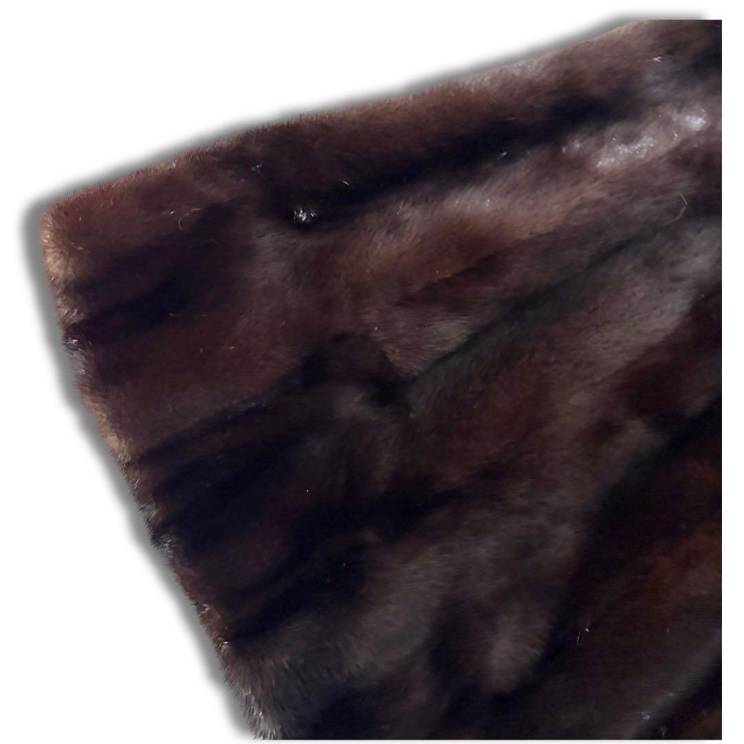 【美品/裾幅140cm✨】ダークミンク ポンチョ リアルファー襟ボリューム◎