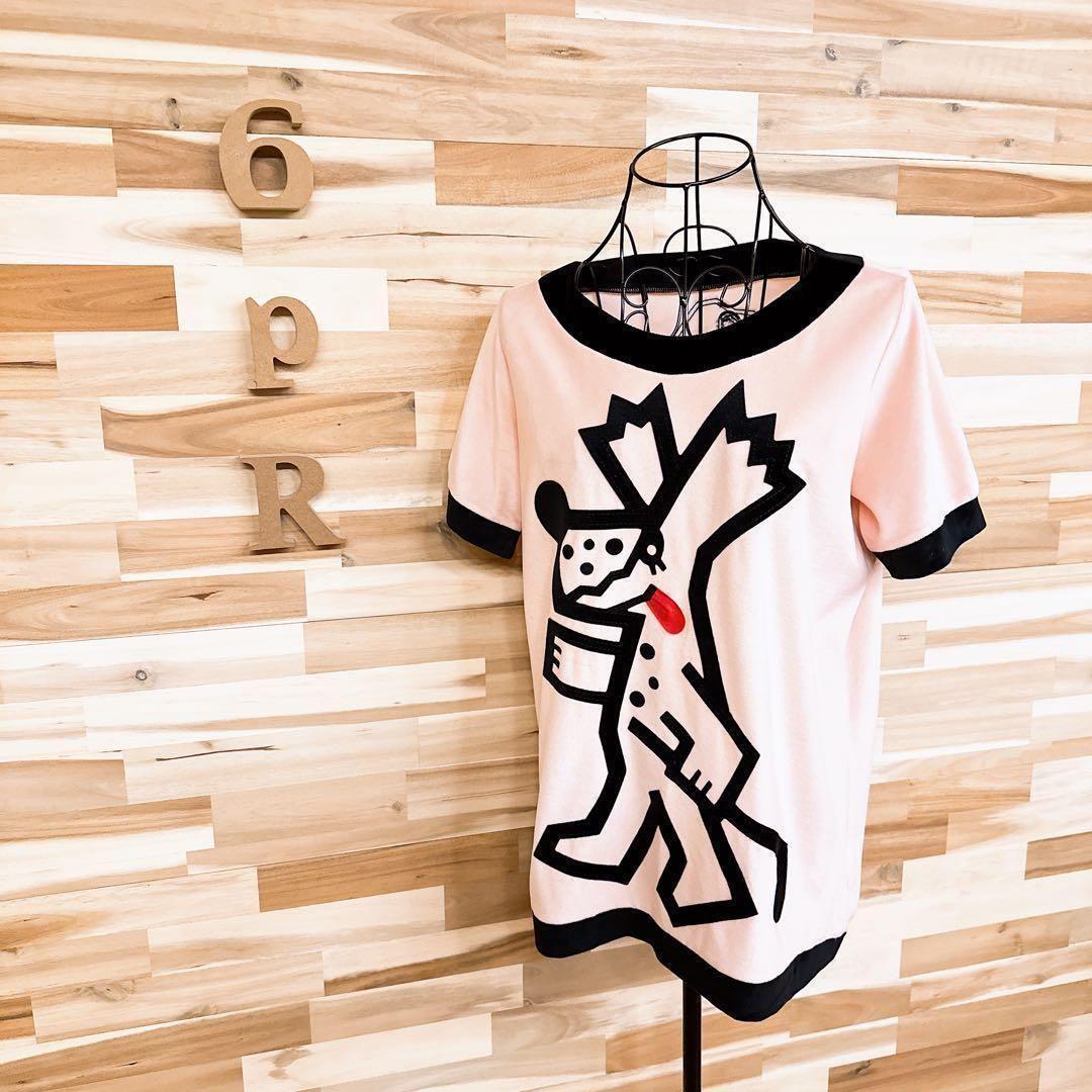 【エムユースポーツ】ゴルフ ミエコウエサコ ベロア 半袖Tシャツ 犬 ピンク×黒