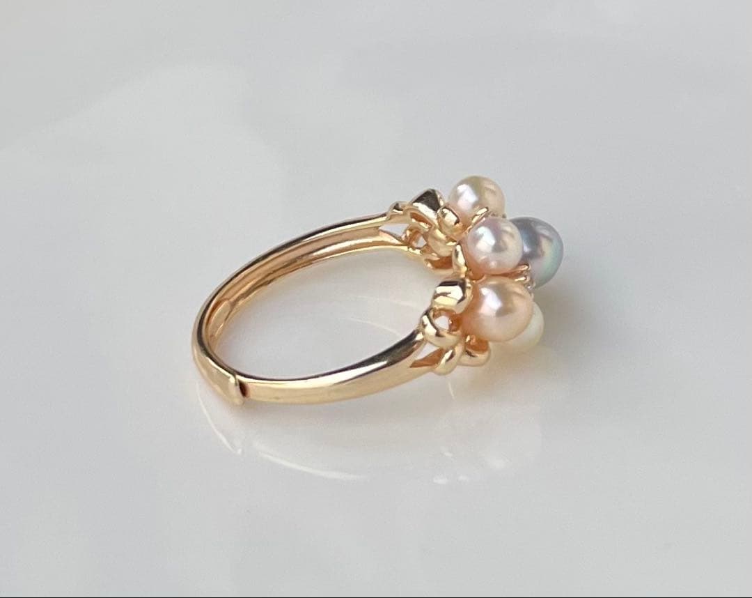 あこや真珠 マルチカラー ベビーパール リング 指輪 フリーサイズ 大人のロマン