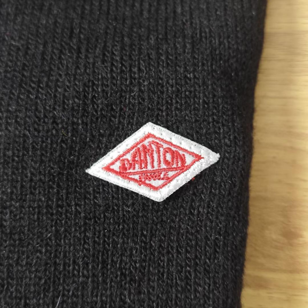 DANTON ダントン ラムズウール クルーネック ニット カーディガン34.黒