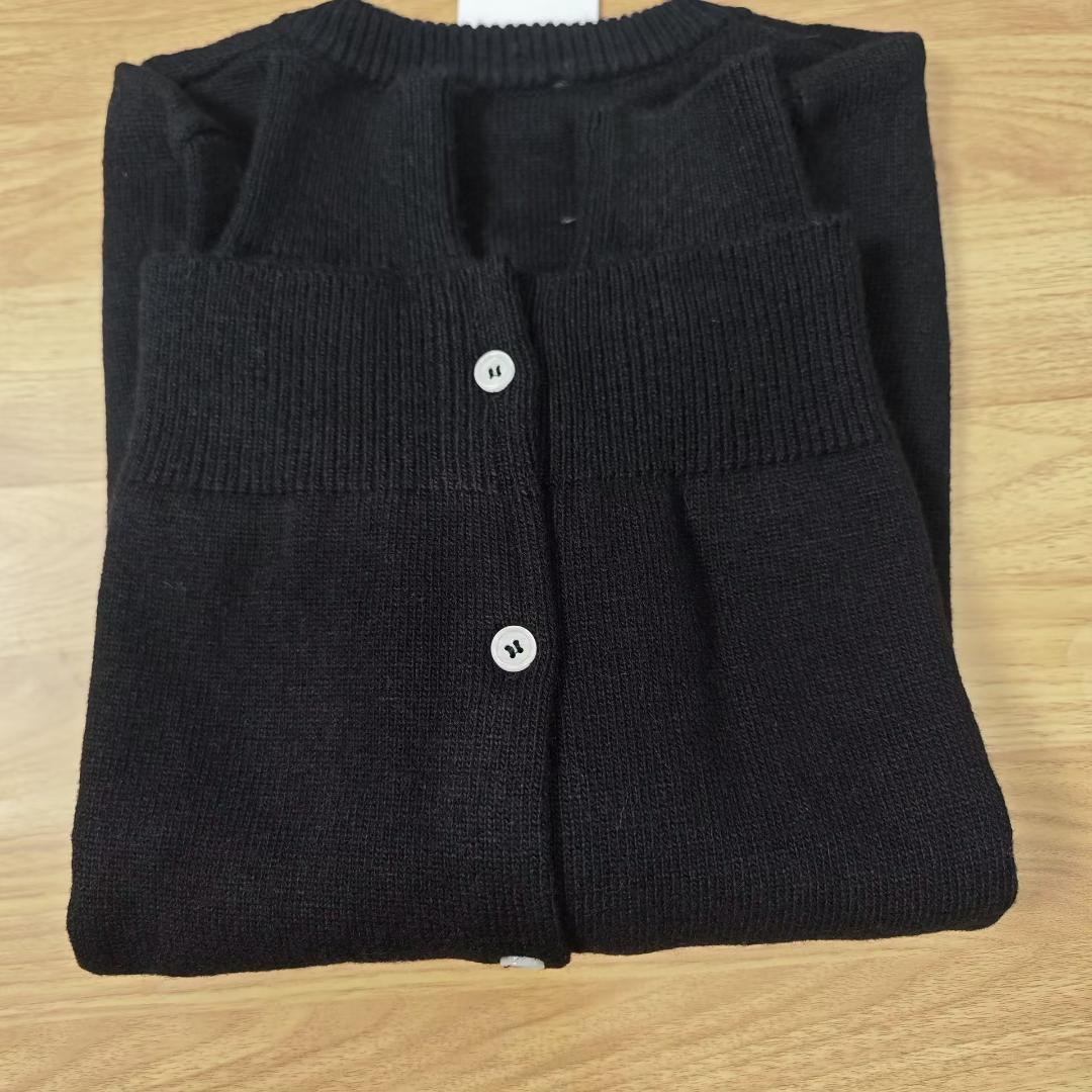 DANTON ダントン ラムズウール クルーネック ニット カーディガン34.黒