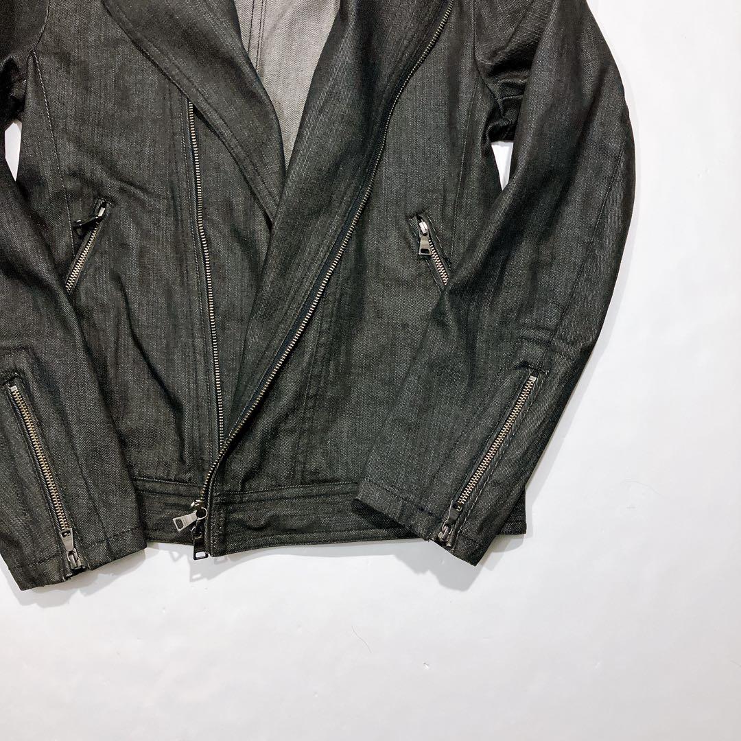 【至高の一品】バーバリーブラックレーベル　ダブル　デニムライダース　ノバチェ L