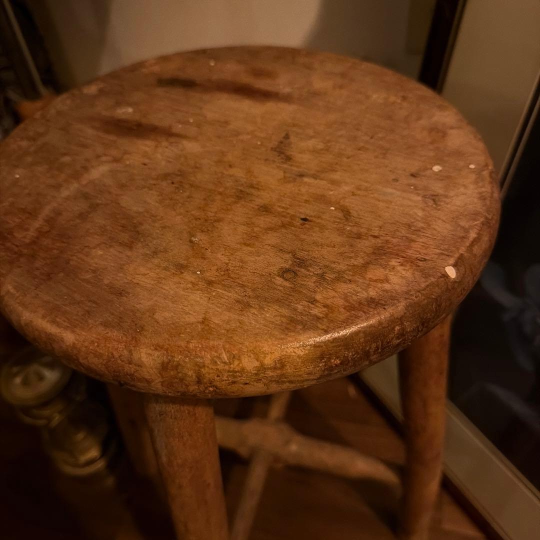アンティーク木製スツール 丸椅子 花台 飾り台 ヴィンテージ