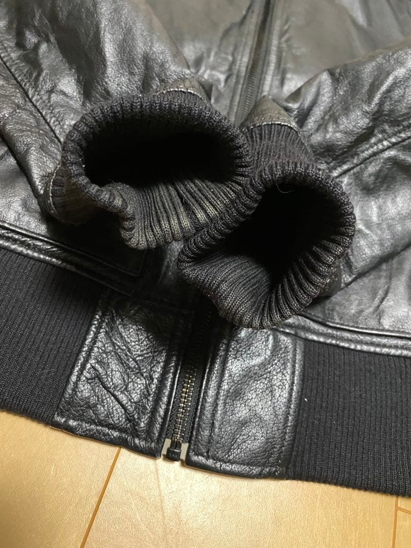 ヒステリックグラマー　スタンドカラー　レザージャケット　オールブラック　Sサイズ