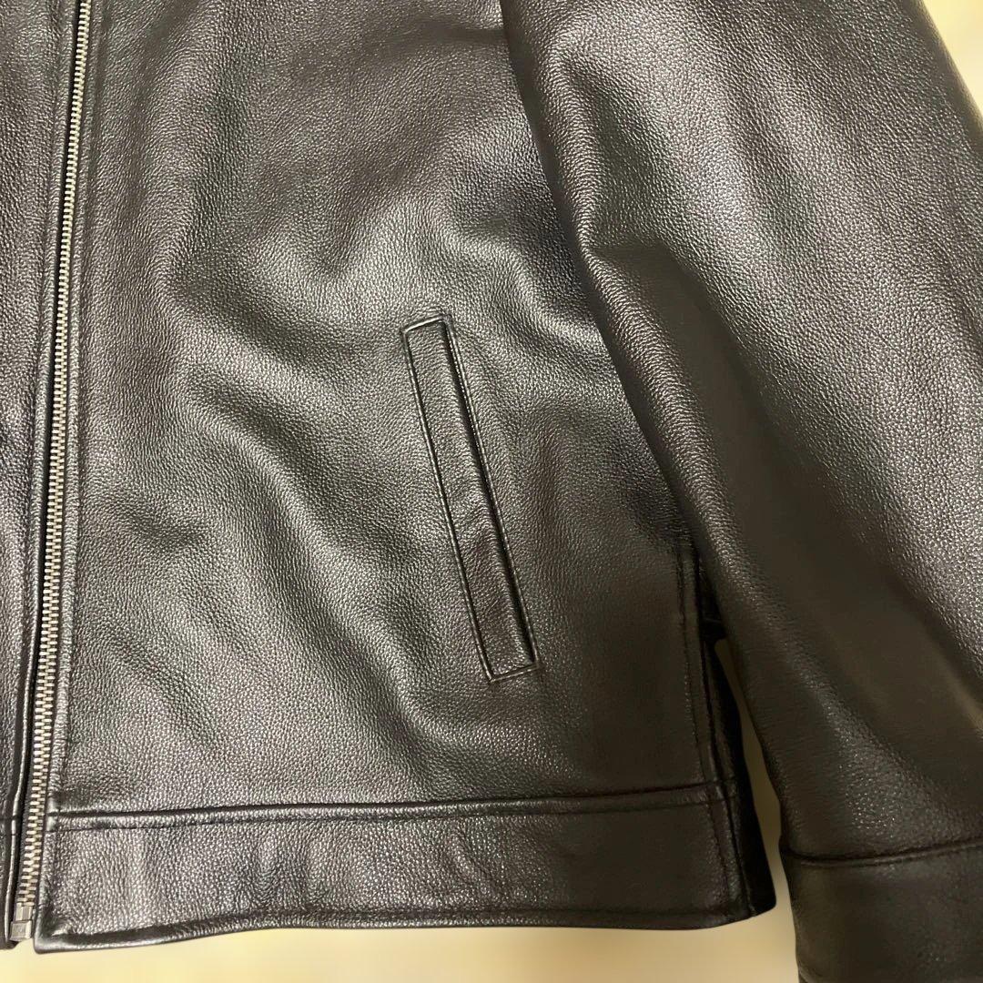 美品　FORTIME 本革　シングルライダースジャケット　　ブラック　4XL