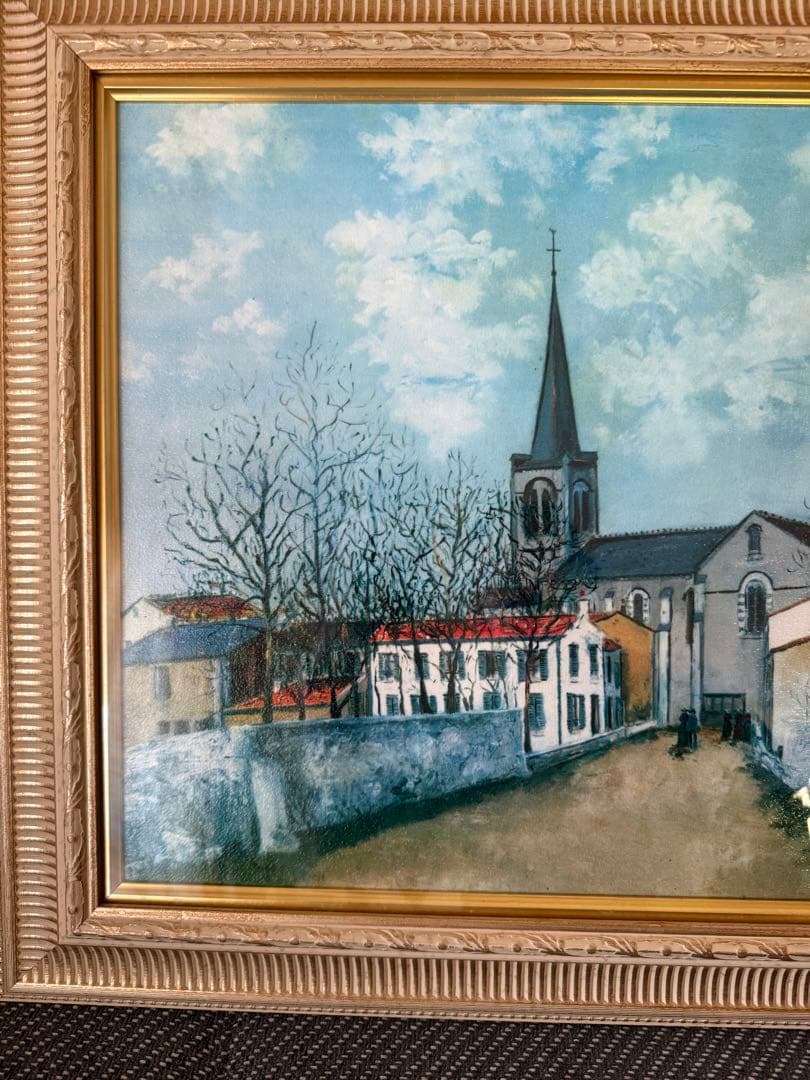 モーリス・ユトリロ 郊外の教会 額縁付