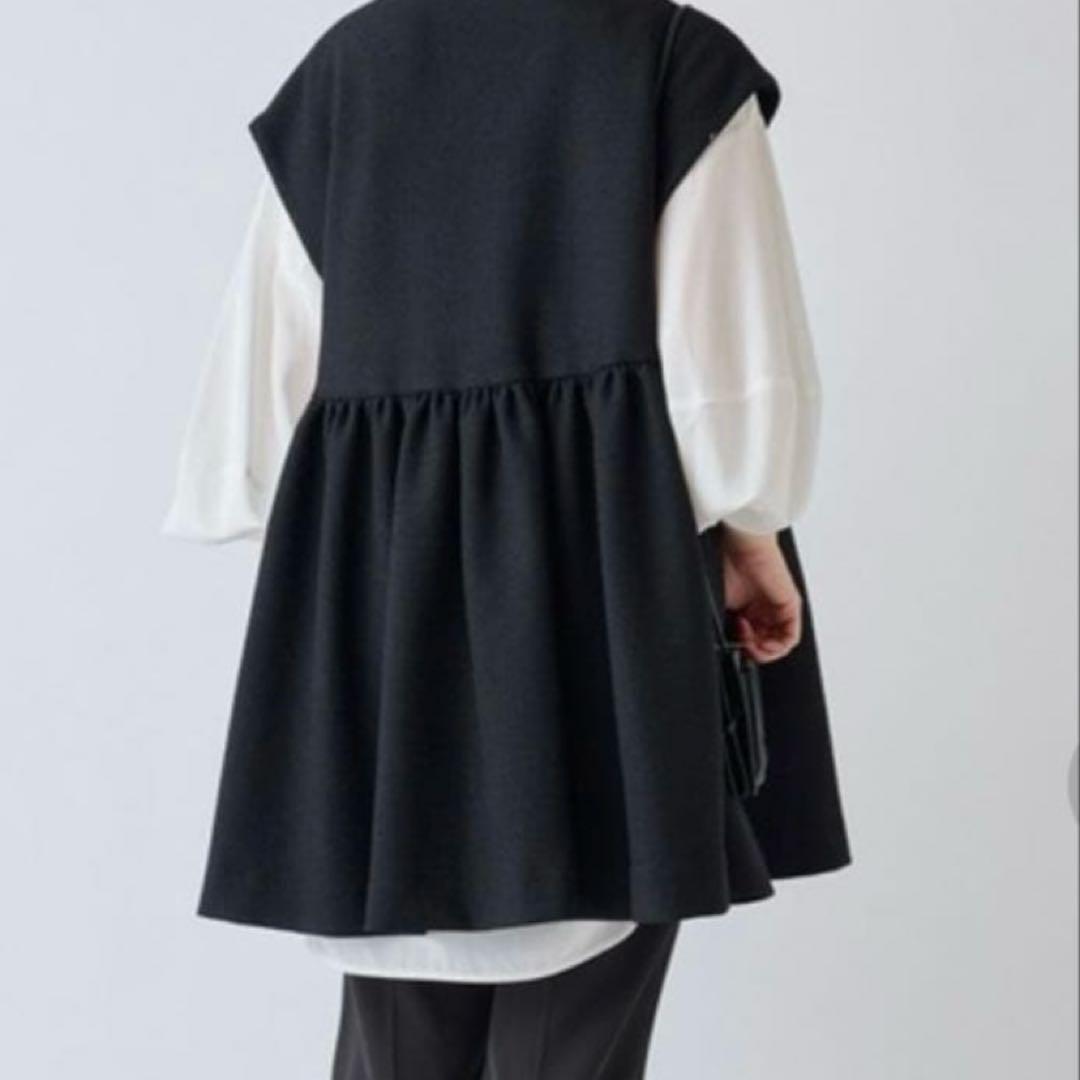 【スー】BEARDSLEY ギャザー ジレ ブラック ベスト